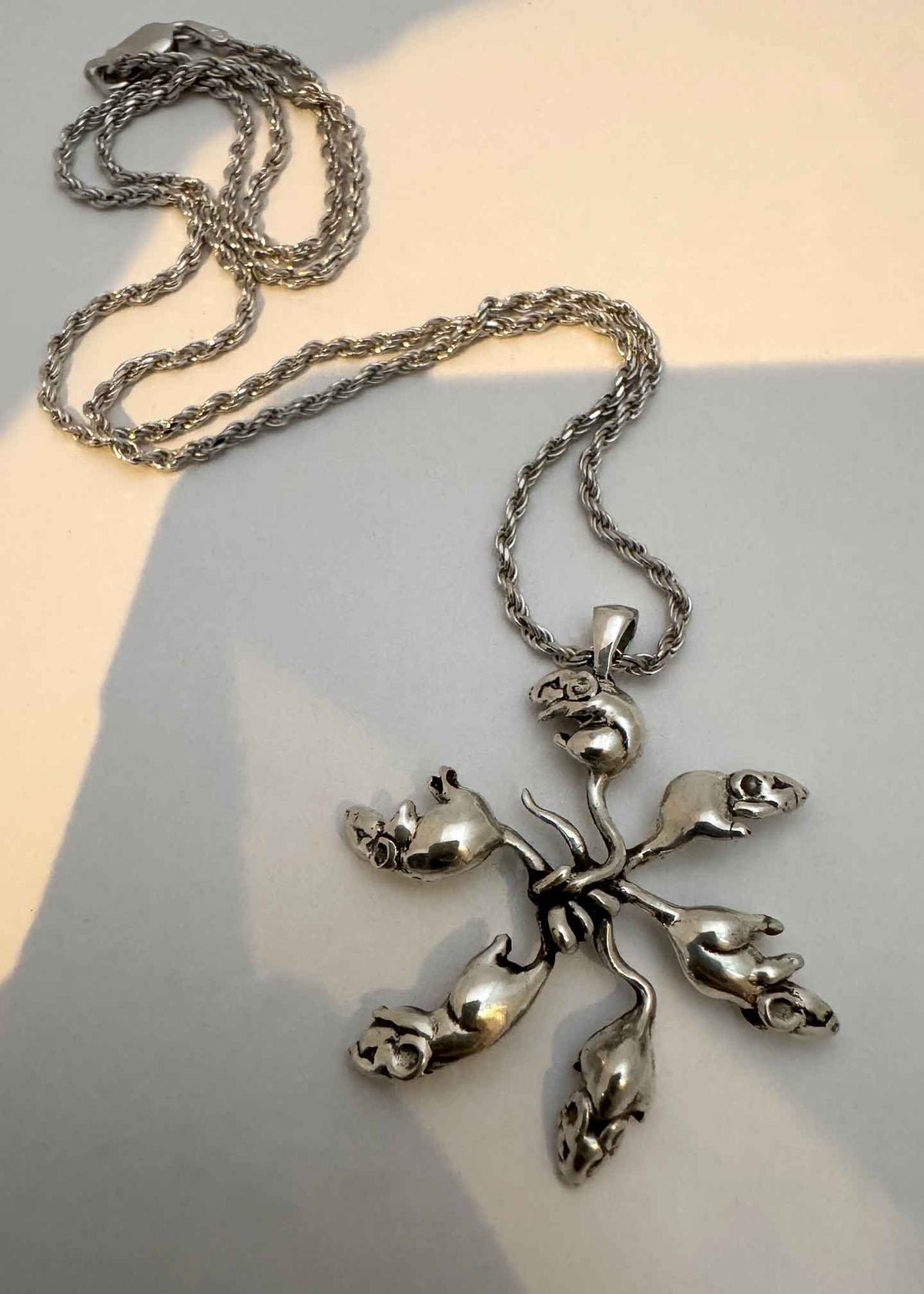 rat king necklace in silver 