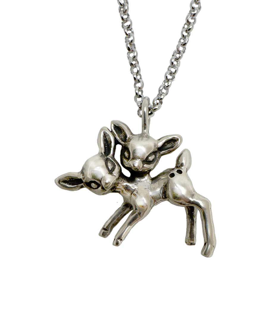 2 Headed Deer Necklace