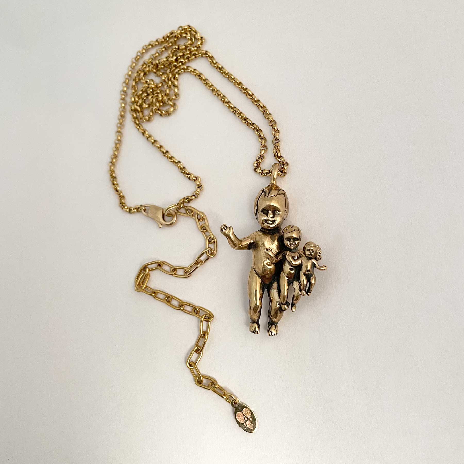 unique creepy cute peculiar 3 babies necklace size descending order gold - Anomaly jewelry