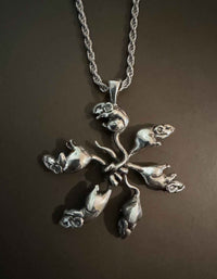 rat king necklace in silver