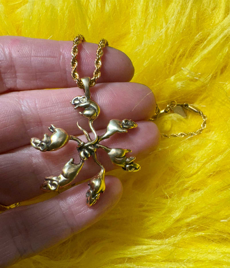 rat king necklace in gold