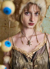 carnival clown necklace on model 