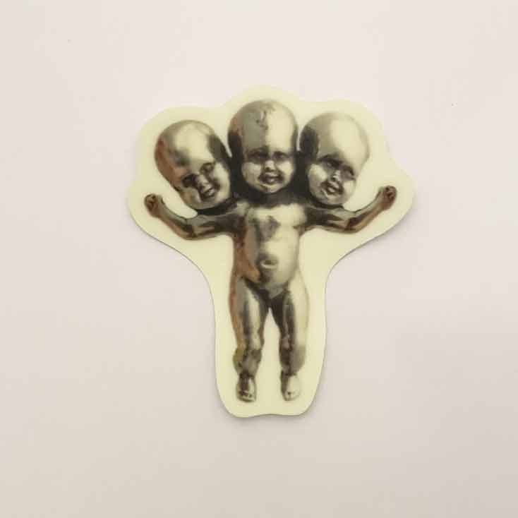 Three Headed Baby GLOW IN THE DARK Sticker