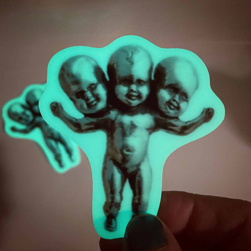 Three Headed Baby GLOW IN THE DARK Sticker