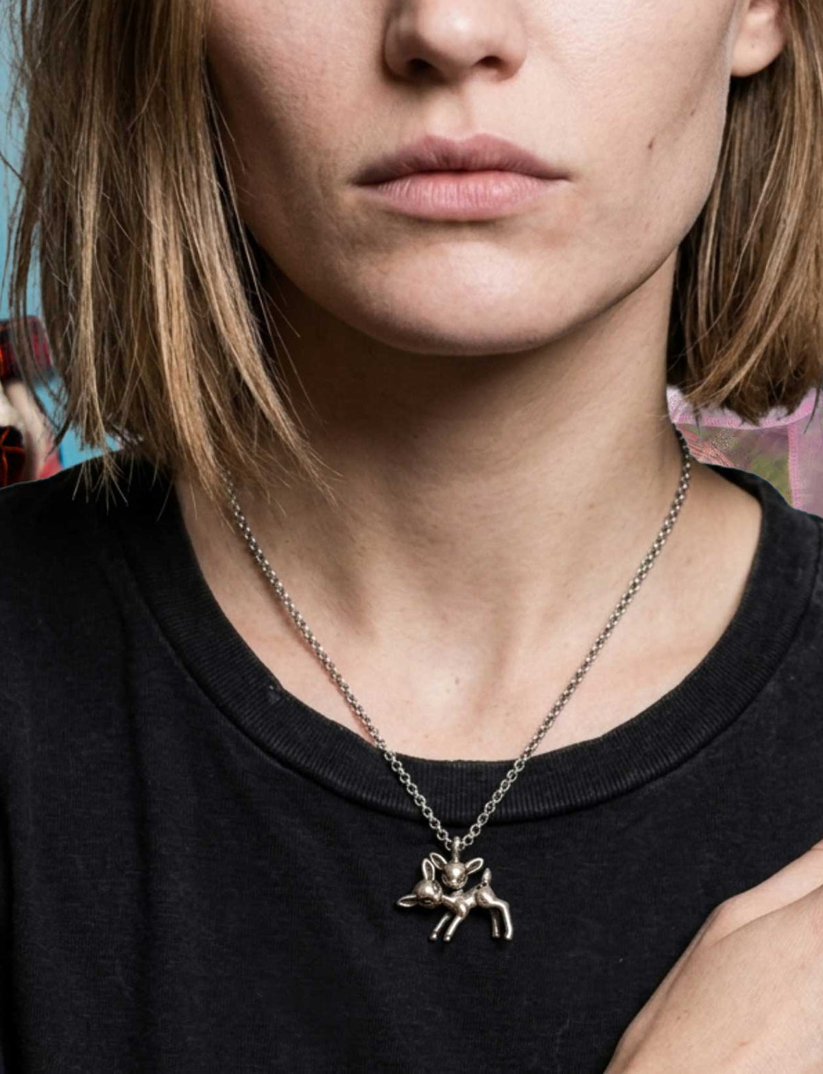 2 Headed Deer Necklace