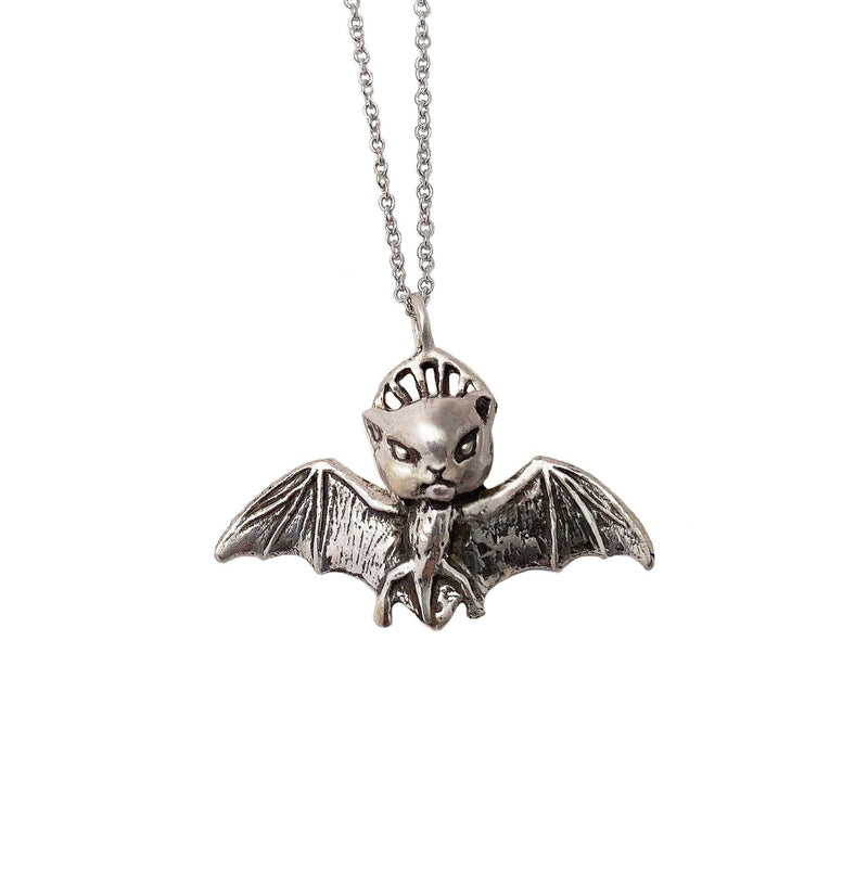 cat bat necklace silver