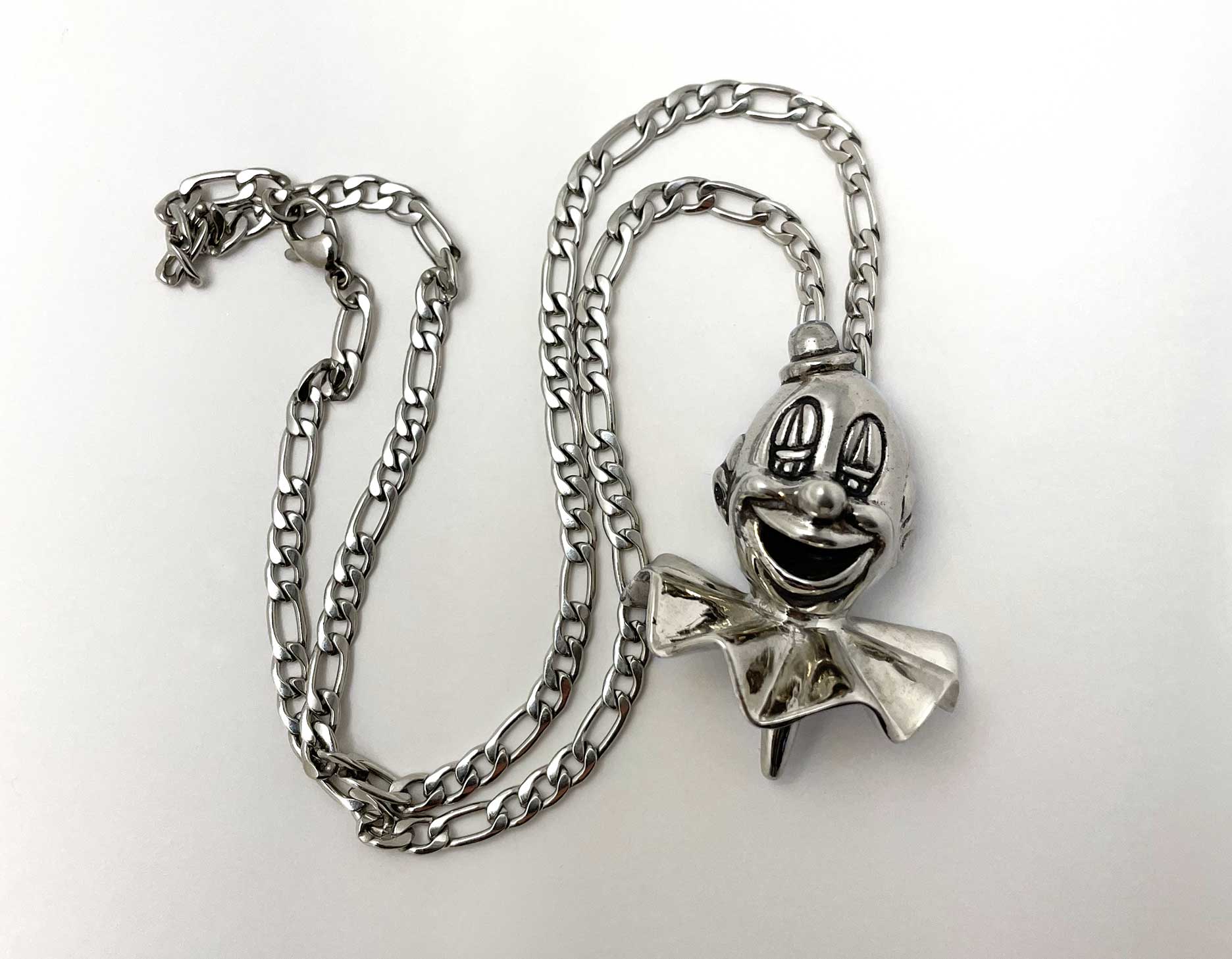 carnival clown necklace silver