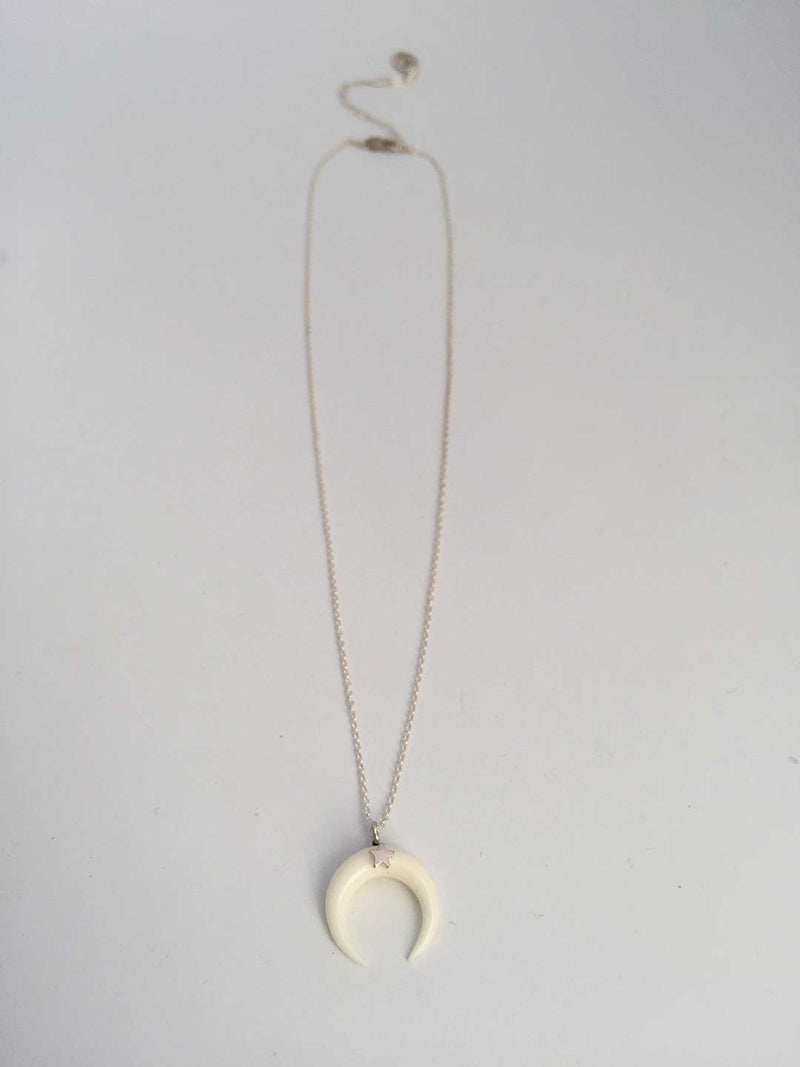Crescent Moon Necklace White with Star - Anomaly Jewelry