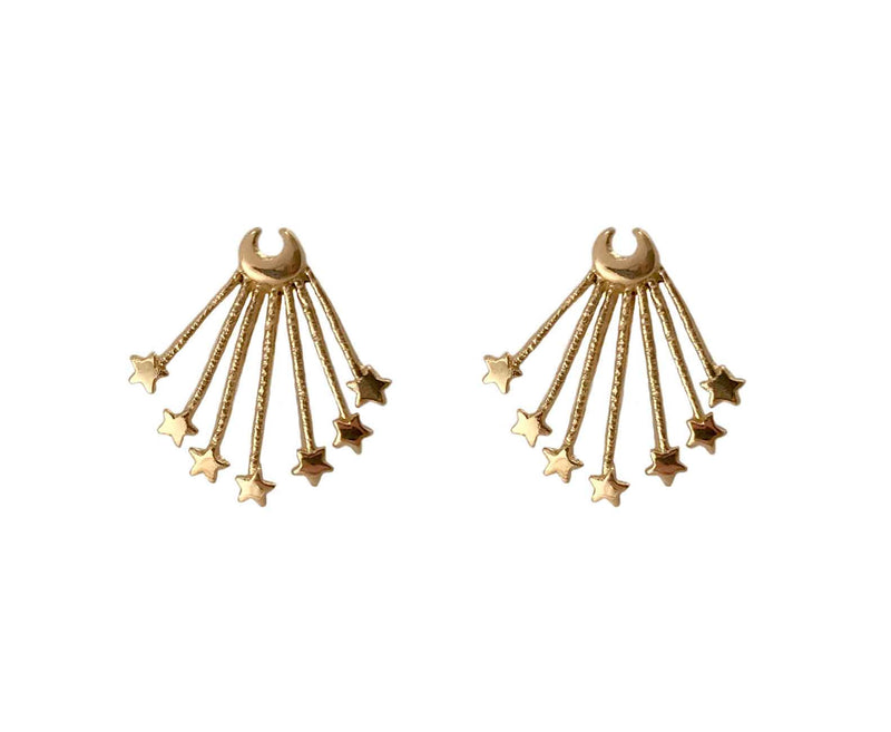 Moon and Star Post Earrings in Gold- Ready to Ship - Anomaly Jewelry
