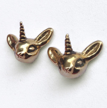 Fawnicorn unicorn fawn deer stud gold Earrings - Anomaly Jewelry