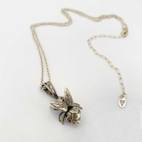 fly bug girl doll baby head silver necklace