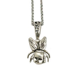 fly girl silver bug winged baby doll necklace charm