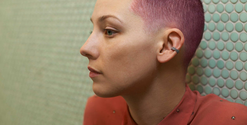 model wearing flower minimal Garland Ear Cuff - Anomaly Jewelry
