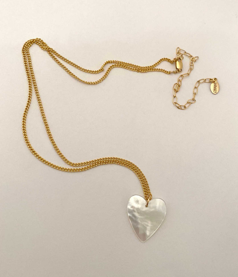 Mother of Pearl Heart Necklace Small