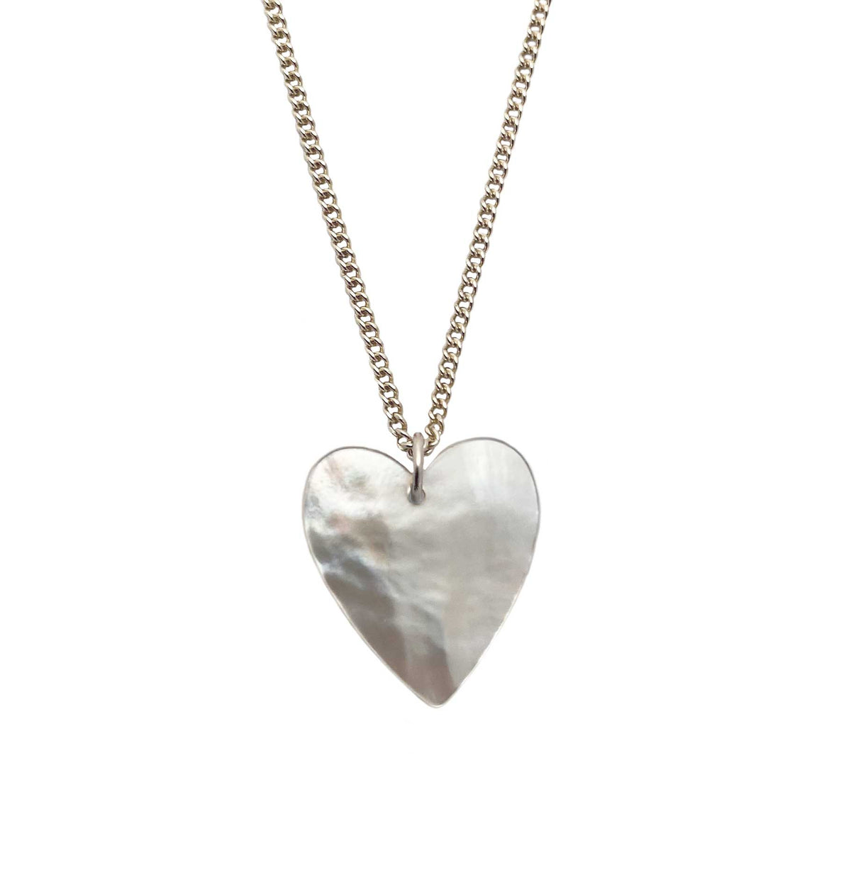 mother of pearl small heart necklace silver gold heart charm 