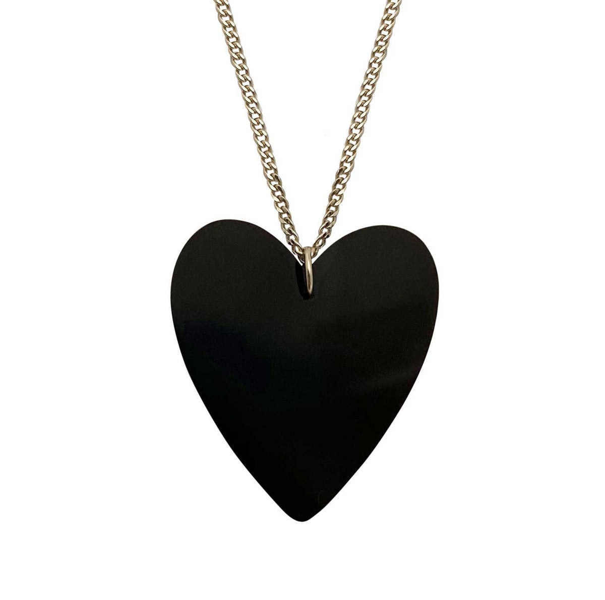 delicate onyx large heart pendant minimal charm necklace black goth