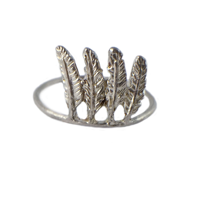 feather ring silver dainty stackable