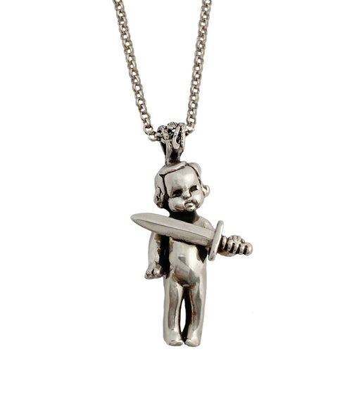 knife baby necklace silver baby doll delicate charm 