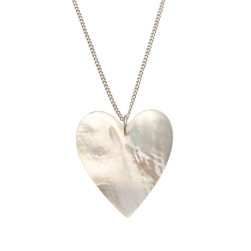 mother of pearl dainty minimal heart necklace charm
