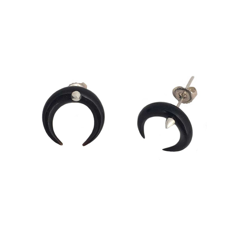 Crescent Moon Earrings with spikes black - Anomaly Jewelry
