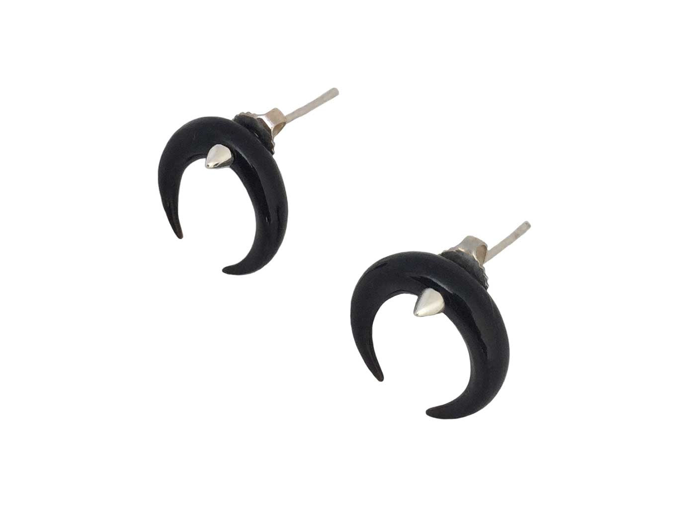 Crescent Moon Earrings with spikes black - Anomaly Jewelry
