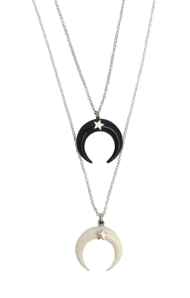 Crescent Moon Necklace White with Star – Anomaly