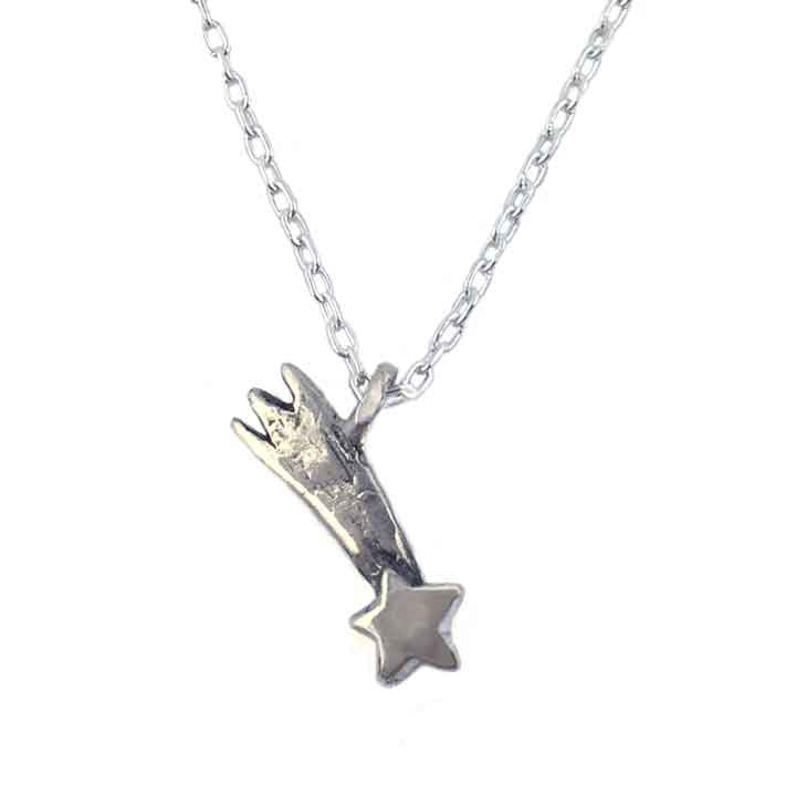 Buy 925 Sterling Silver CZ-Studded Shooting Star Pendant Necklace, 22