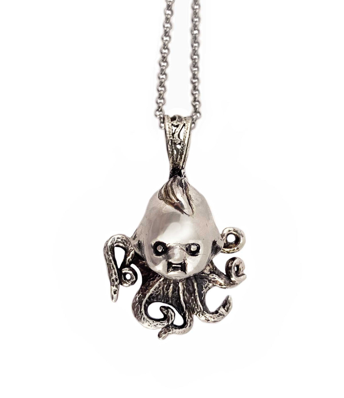 octopus baby charm silver gold necklace 