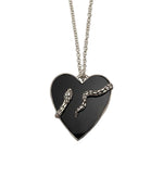 snake and heart necklace silver and onyx