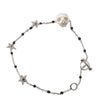 Pearl Skull Bracelet in silver and black- Ready to Ship