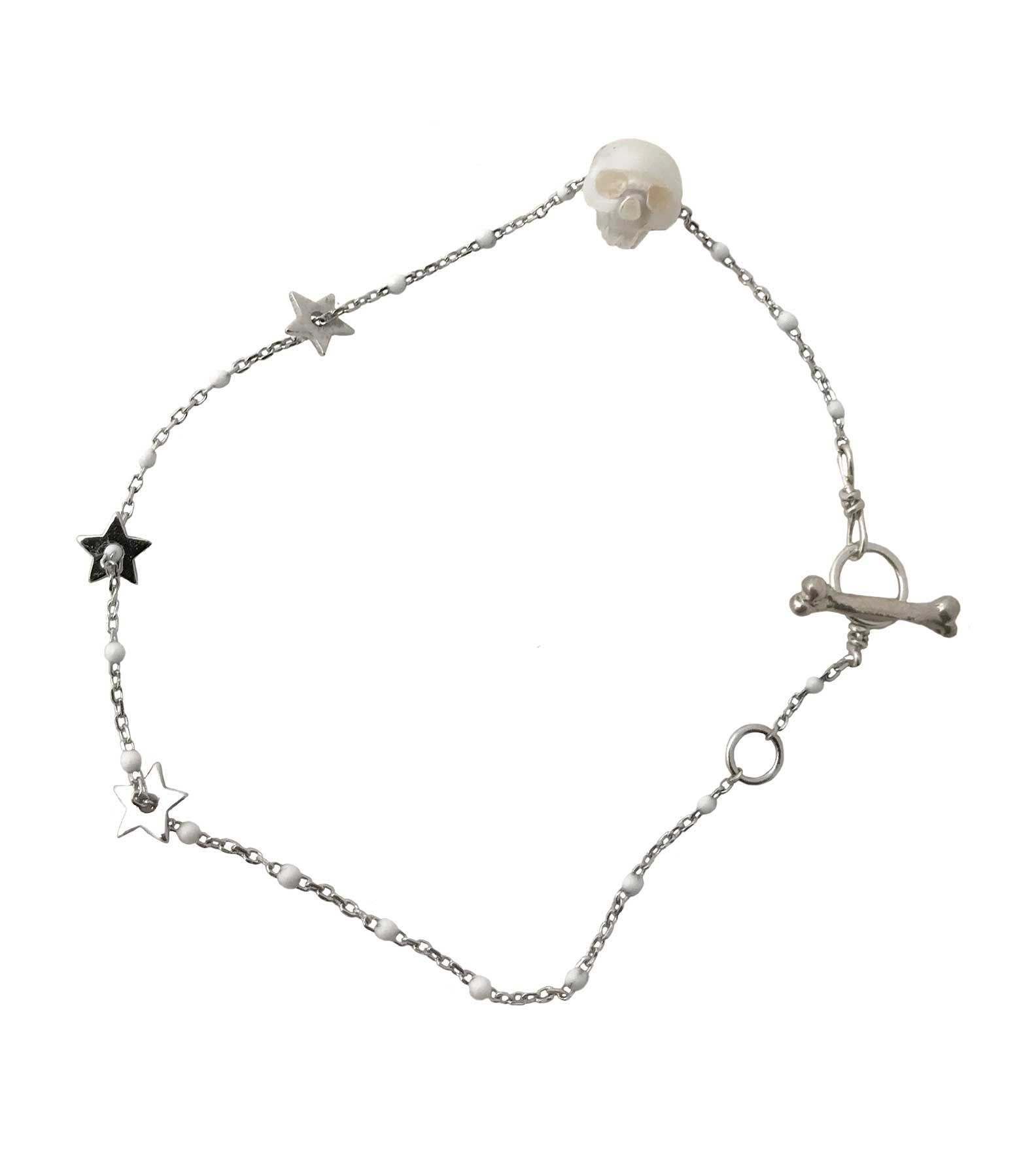 Pearl Skull Bracelet in silver and white - Anomaly Jewelry