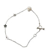 Pearl Skull Bracelet in silver and white- Ready to Ship
