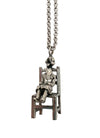sitting duck in a chair necklace charm silver statement