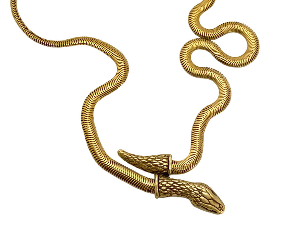 snake chain statement necklace gold