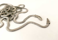 snake lariat necklace chain silver