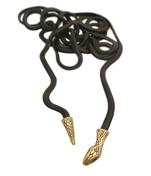 black and gold snake lariat necklace chain