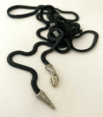 black and silver snake lariat chain necklace