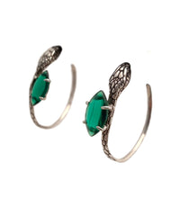 snake and emerald earrings hoops silver