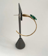 Snake and Stone Hoop Earrings in Emerald