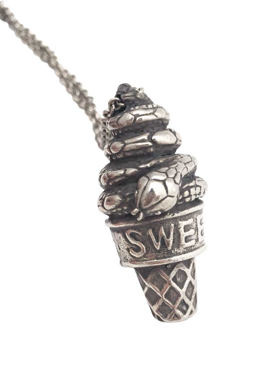 snake ice cream necklace charm sweet tooth collection silver
