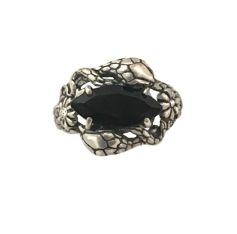 Two Snakes Ring Onyx - Anomaly Jewelry