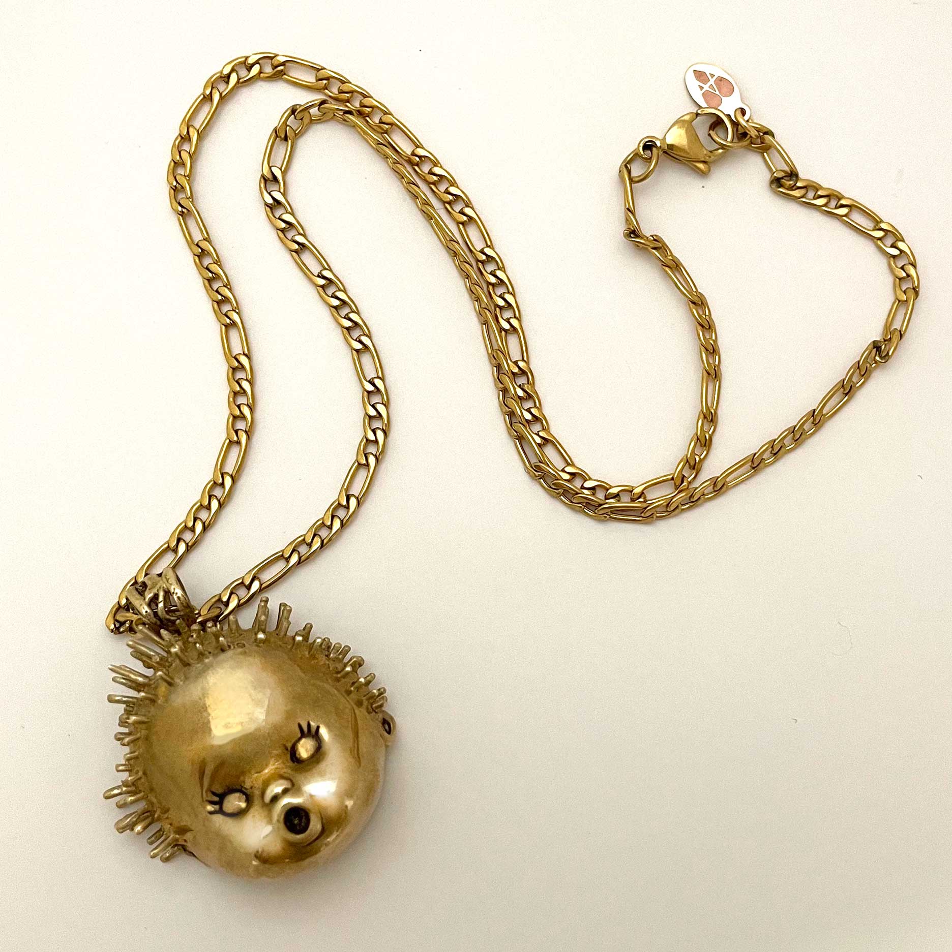 Baby Doll Head Haircut Mishap Necklace Sterling Silver