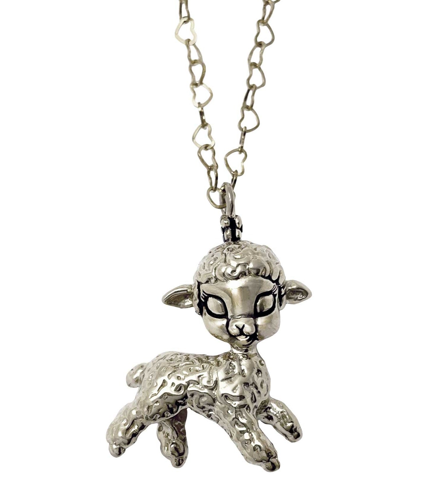 cute little lamb necklace charm silver adorable