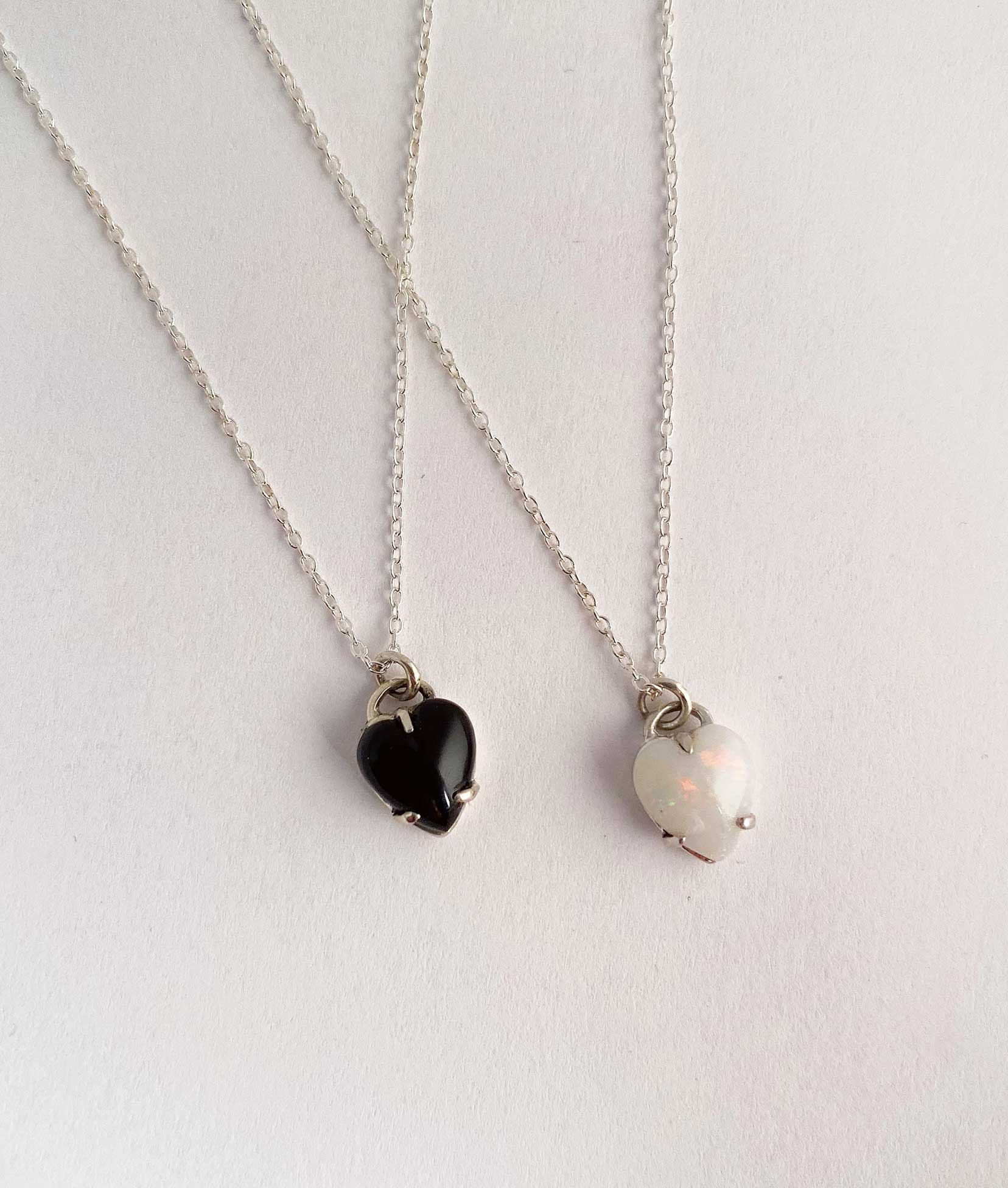 Heart Necklace Opal silver