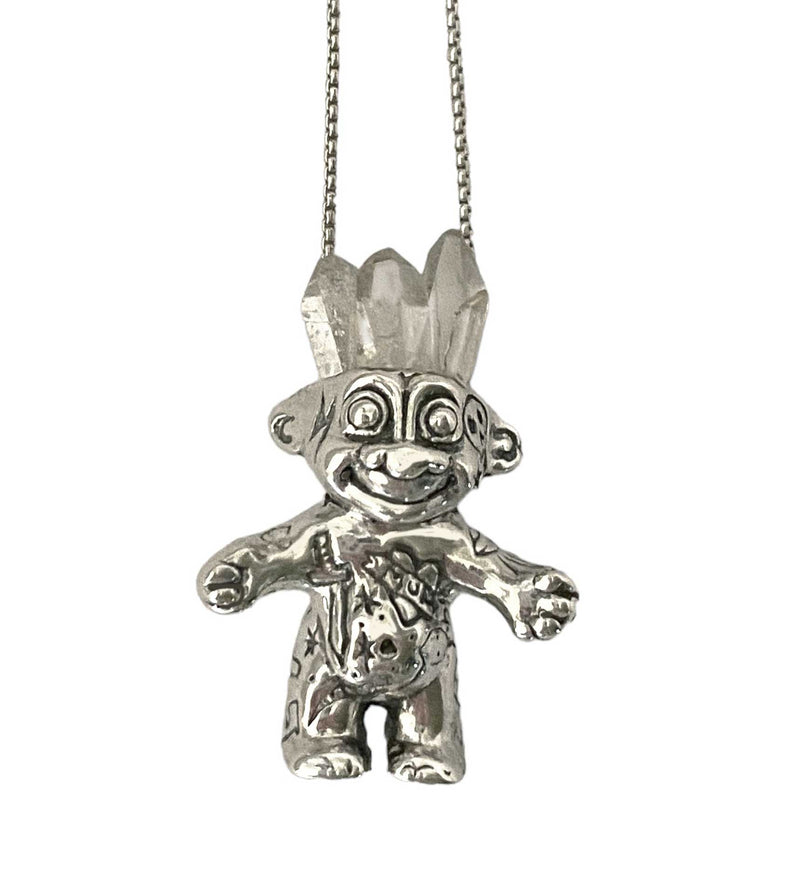 tattoo troll necklace charm silver quartz